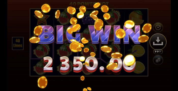 40 Power Hot Coin Boost didelis laimėjimas